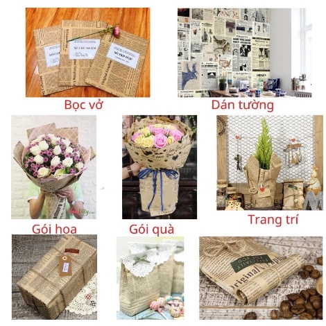 Giấy Gói Hoa - Gói Quà Cỡ Lớn Vintage Họa Tiết Tờ Báo Cũ Cổ Điển 50x70cm