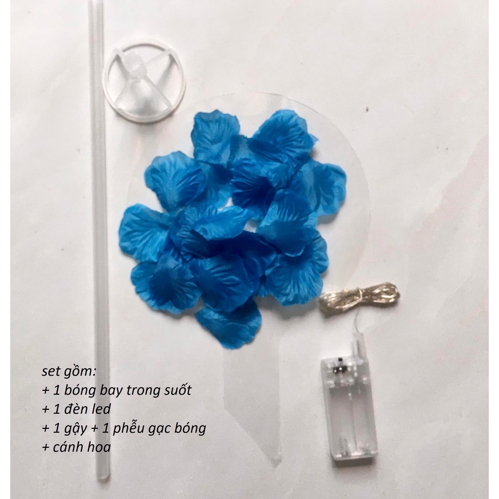 Set bộ quà tặng bóng bay cánh hoa hồng đèn led - Tự làm quà tặng vào các dịp lễ, sinh nhật, Valentine 14/2, 8/3