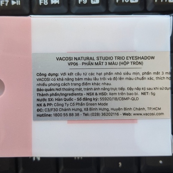 Phấn mắt nhũ 3 màu VACOSI TRIO EYESHADOW