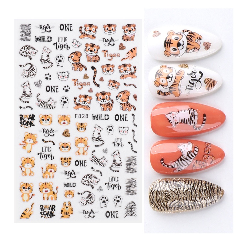 Miếng Dán Trang Trí Móng Tay Hình Năm Con Hổ Độc Đáo