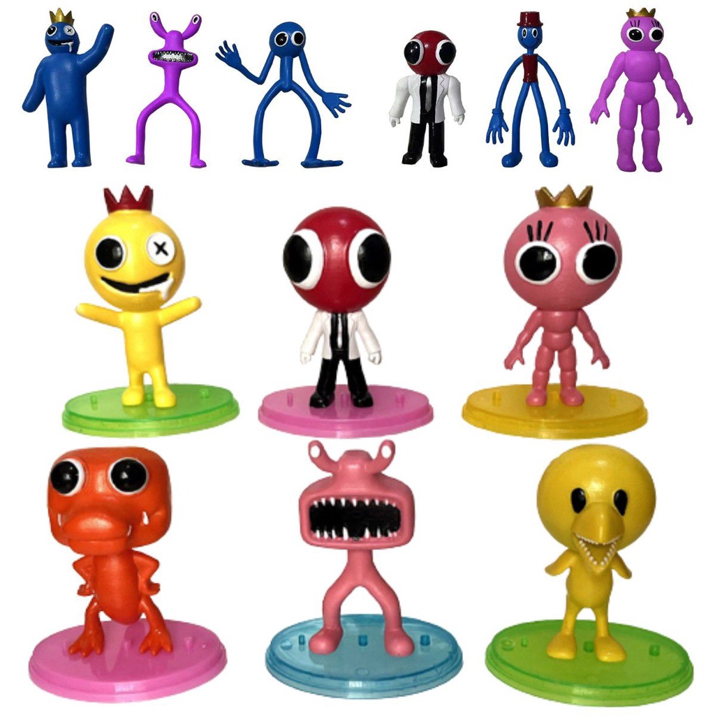 Game 6/8Pcs Roblox Rainbow Friends Action Figure Toy Q Version Handmade Doll Model Toy Ornaments Collection Kids Fans Birthday Gifts