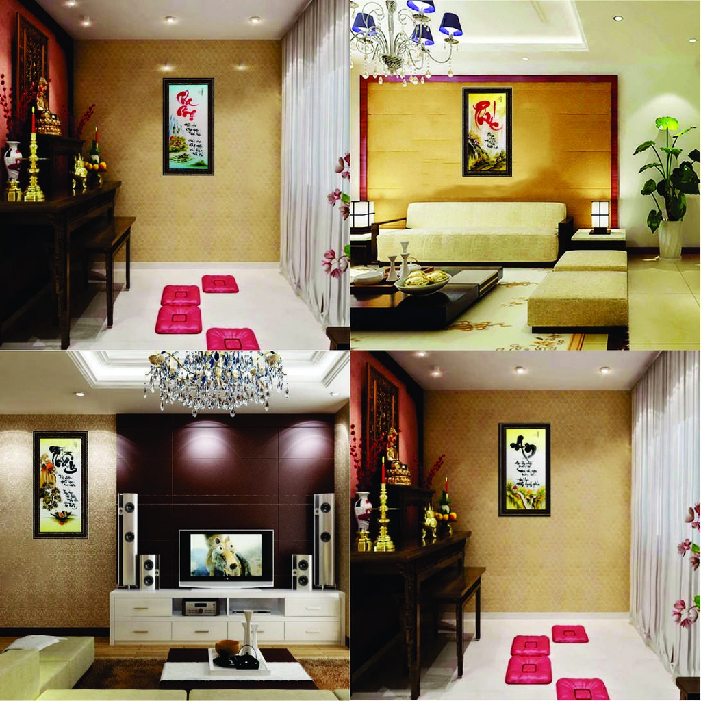 Tranh thư pháp Cha Mẹ, tranh chữ Hiếu, chữ hạnh, ơn cha, ơn mẹ nhiều mẫu tranh khung canvas trang trí tường