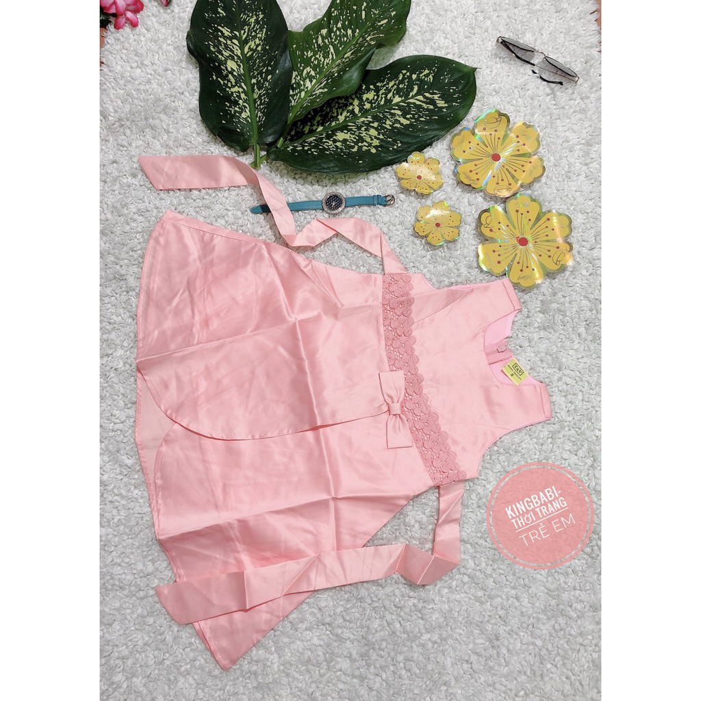 Đầm lụa satin form xòe rộng cho bé gái