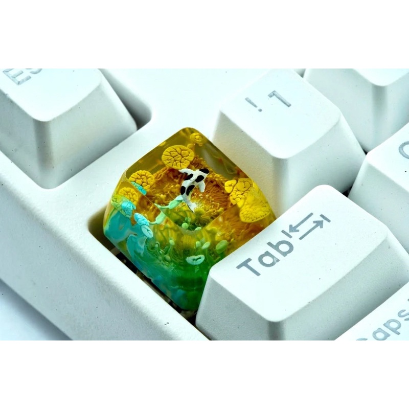Nút bàn phím cơ Koi xanh/vàng.Keycap resin.Keycap arstian