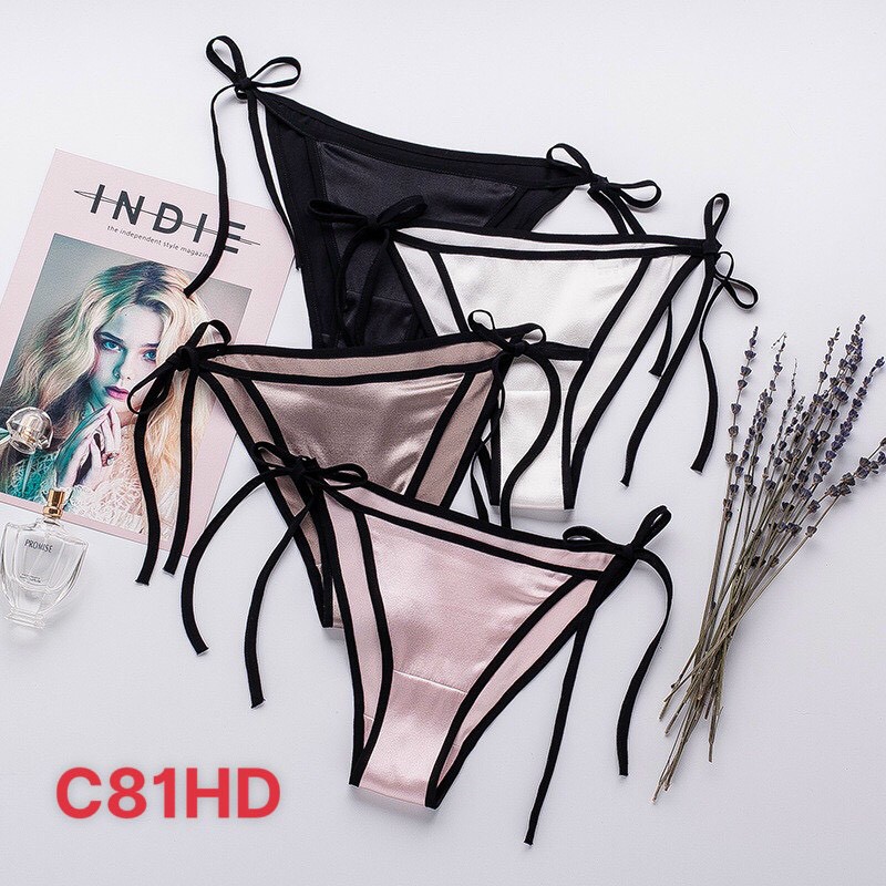 Quần lót lọt khe lụa satin buộc dây siêu đẹp siêu hot - Kelly Wang