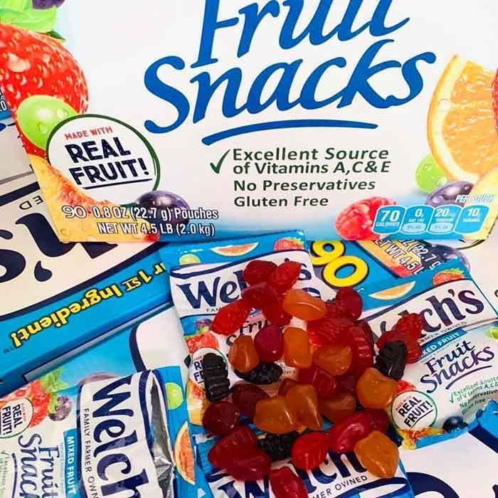 🌈🌈🌈  Kẹo Dẻo Trái Cây Welch’s Fruit Snacks 2kg Mỹ (90 gói) 🐬🐬🐬