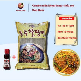Combo Miến Trộn  1 Kg Miến Khoai Lang Hàn Quốc YongSoo + 110ML Dầu Mè Hàn Quốc