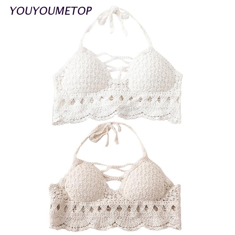 Áo Ngực Đan Len Cổ Chữ V Khoét Sâu Phong Cách Boho Thời Trang Quyến Rũ Cho Nữ