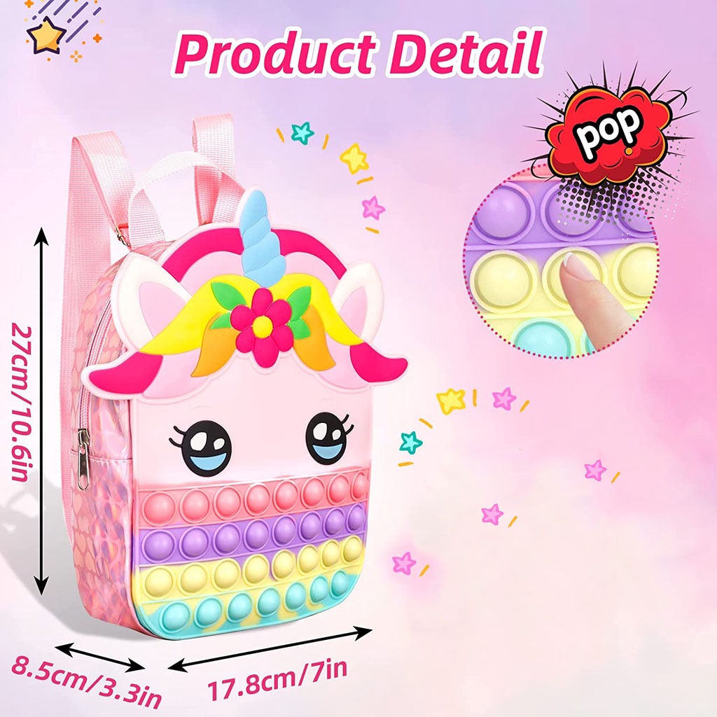 Ba Lô Đồ Chơi Giảm Căng Thẳng Hình Kỳ Lân Kích Thước Lớn Làm Quà Tặng Sinh Nhật Cho Bé Gái