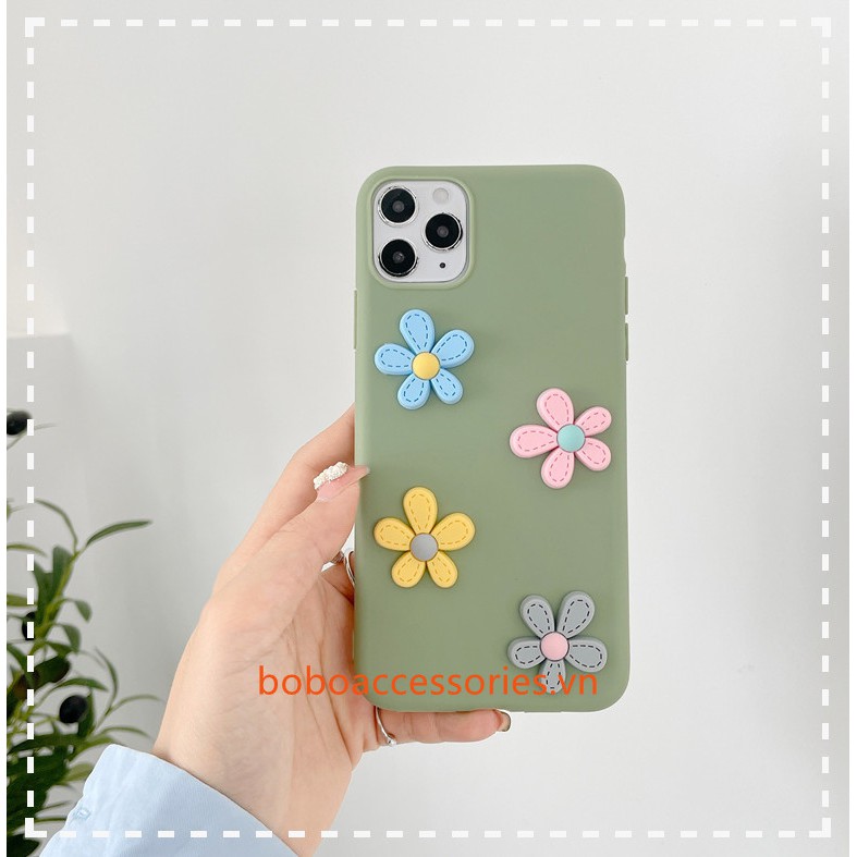 Ốp lưng TPU dẻo hình hoa 3D dễ thương cho iPhone XR X XS Max 5 5S SE 12 Mini 11 12 Pro Max