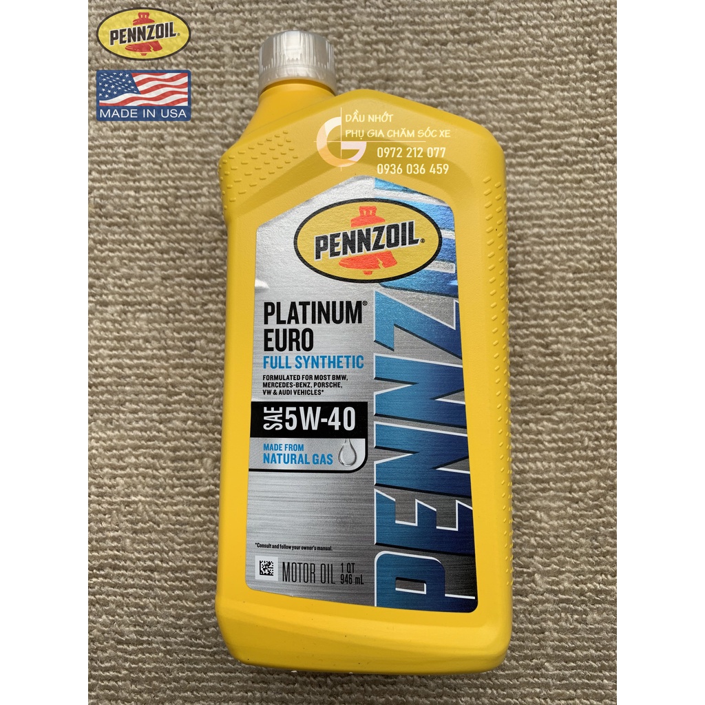 Dầu động cơ Pennzoil Platinum 5W-40 tổng hợp toàn phần cho xe ga