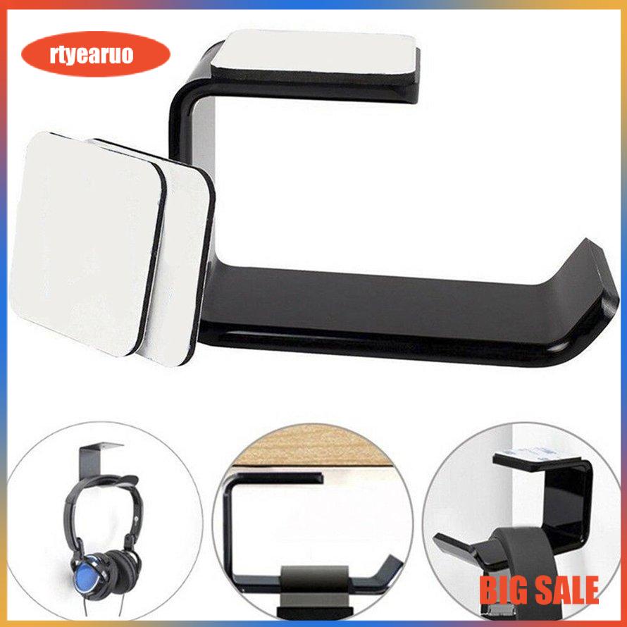Simple Headphone Stand Hanger Hook Tape Under Desk Dual Headset Mount Holder