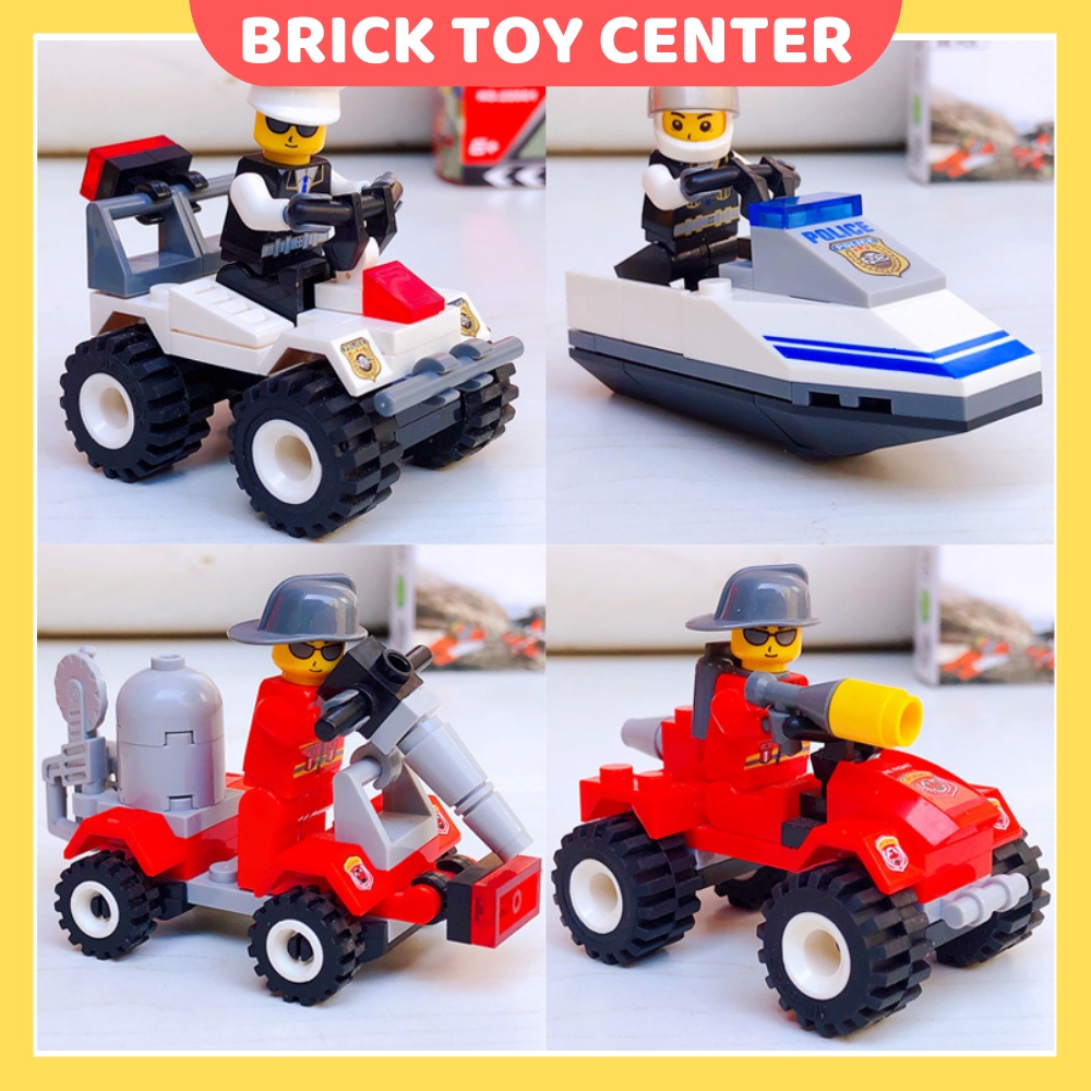 Đồ chơi lắp ráp cho bé Jie Star mô hình lắp ráp xe tăng xe cảnh sát xe cứu hỏa thuyền cano sáng tạo
