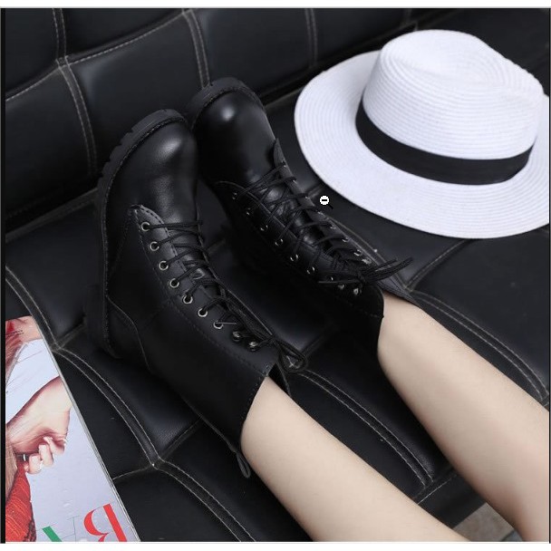 Giày boot da mềm cổ lửng,đế gót vuông đế cao 3cm B140 | BigBuy360 - bigbuy360.vn