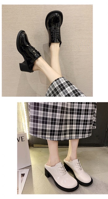 Giày oxford Ulzzang da bóng gót vuông cao 5,5cm | BigBuy360 - bigbuy360.vn