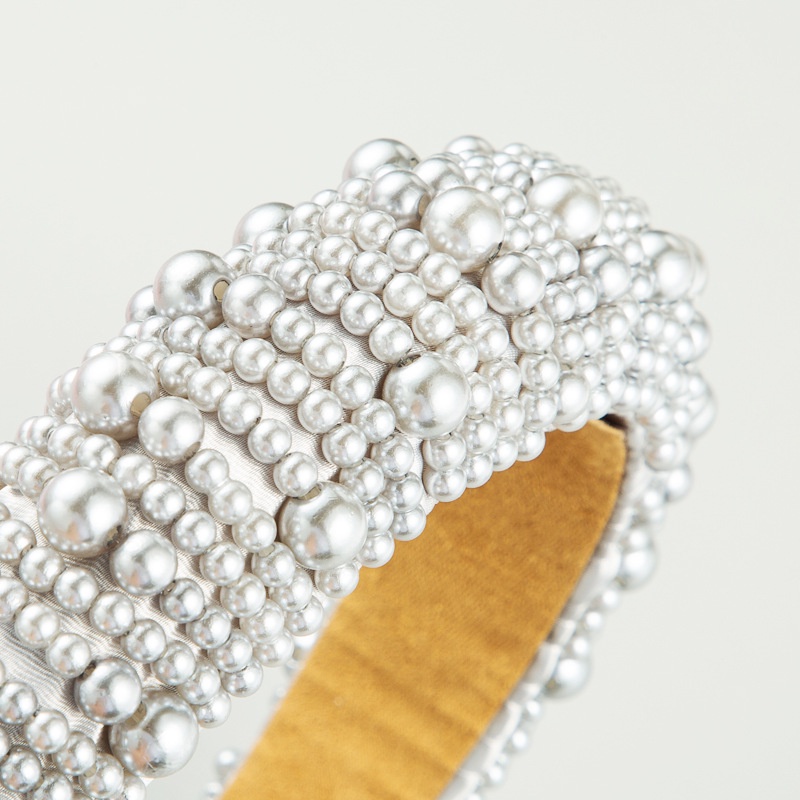 Băng Đô Cài Tóc Bản Rộng Đính Ngọc Trai Thời Trang Cho Nữ