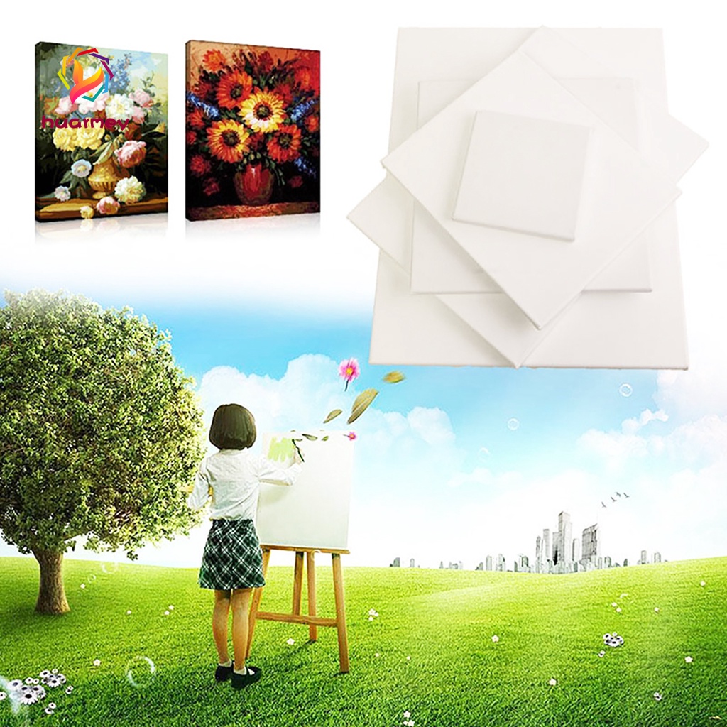 Khung tranh hình chữ nhật trắng bằng vải bố viền gỗ nhiều kích thước dùng để vẽ tranh sơn dầu