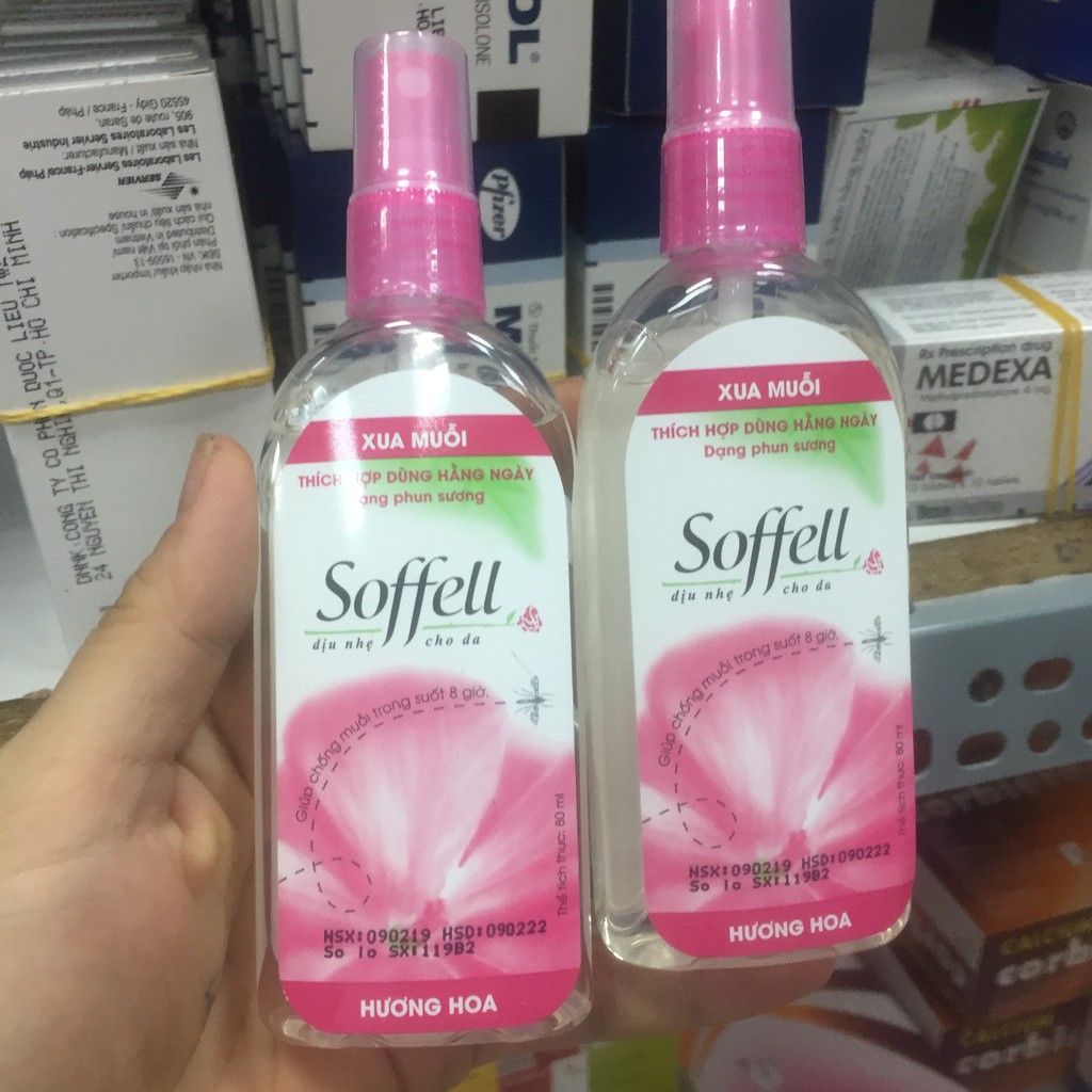 Xua muỗi Soffell dạng xịt 80ml hương cam,dâu