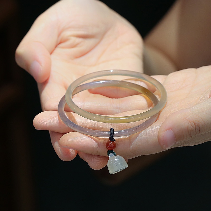 [Hàng Mới Về] Mặt Trang Sức Nhẫn Màu Xám Đá Canxedony