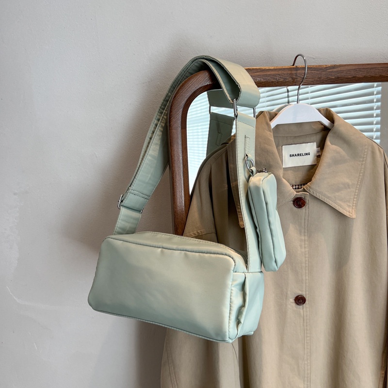 Túi Đeo Chéo Nylon 2 Trong 1 Thời Trang Nhật Hàn Cho Nữ Có 4 Màu Lựa Chọn
