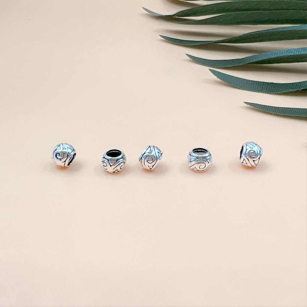 Charm nối bạc thái hình lu thống hoa văn bé - Charm Bạc 925 - Mã CA034