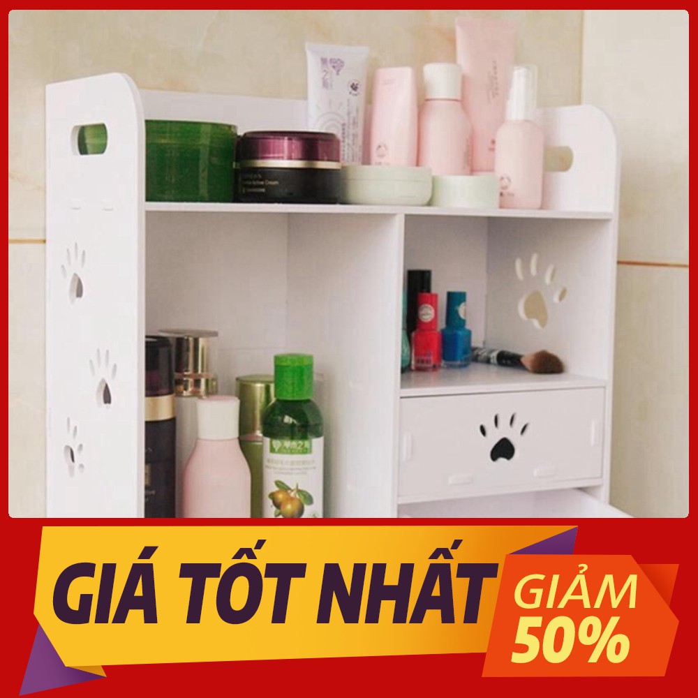 [Sale toàn shop] TỦ GỖ ĐỂ BÀN TRANG ĐIỂM 2 NGĂN KÉO HOẠ TIẾT CHÂN GẤU