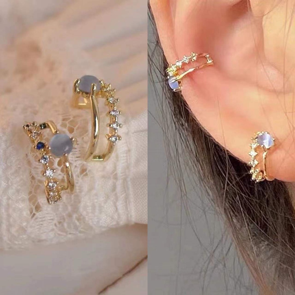 Khuyên Tai Đính Đá Opal Màu Sắc Thời Trang Cho Nữ