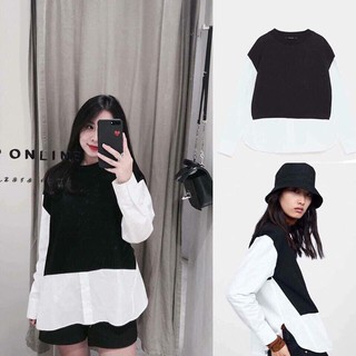 ÁO PEPLUM PHỐI ĐEN TRẮNG
