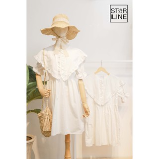Đầm babydoll cổ bèo nhún - Freesize