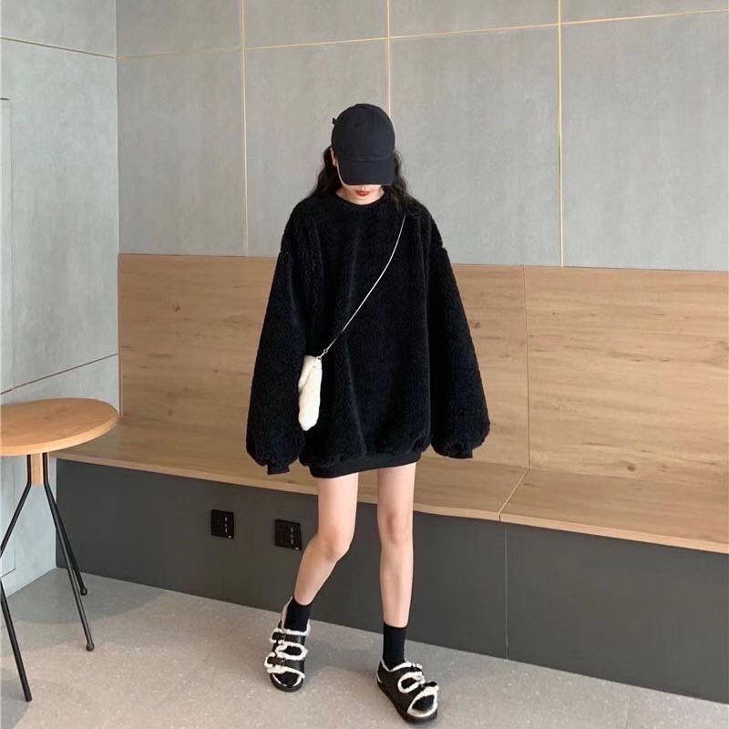 Áo Nỉ Lông Cừu Hai Mặt Thiết Kế Mới Thời Trang Mùa Thu Đông Theo Phong Cách Hàn Quốc