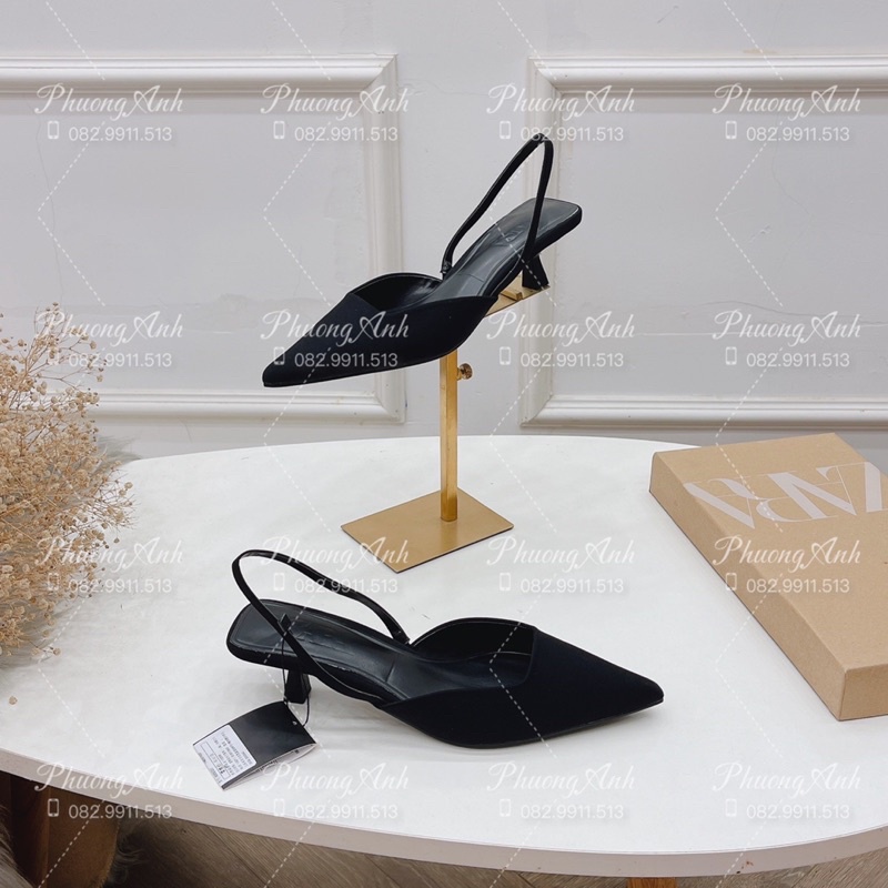 Sandal Zara Đen Mũi Nhọn