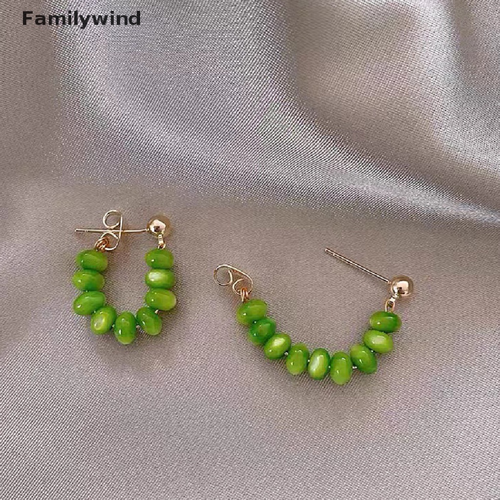 Khuyên Tai Lủng Lẳng Đính Đá Mắt Mèo Màu Xanh Lá Thời Trang Cho Nữ