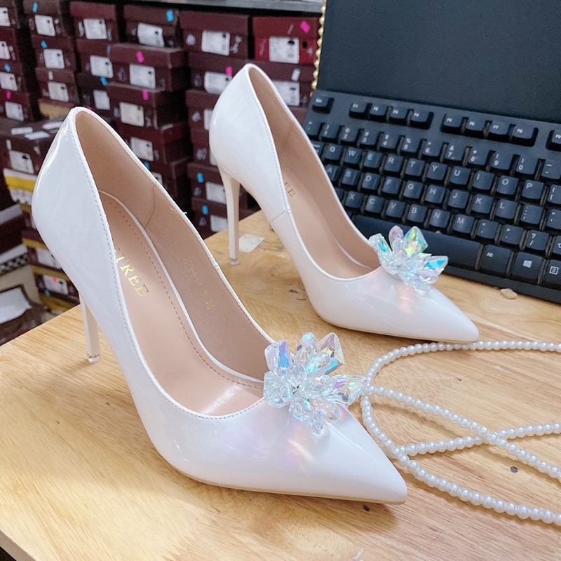 TK9511-6 GIÀY CƯỚI BIGTREE ĐÍNH HOA ĐÁ CAO CẤP