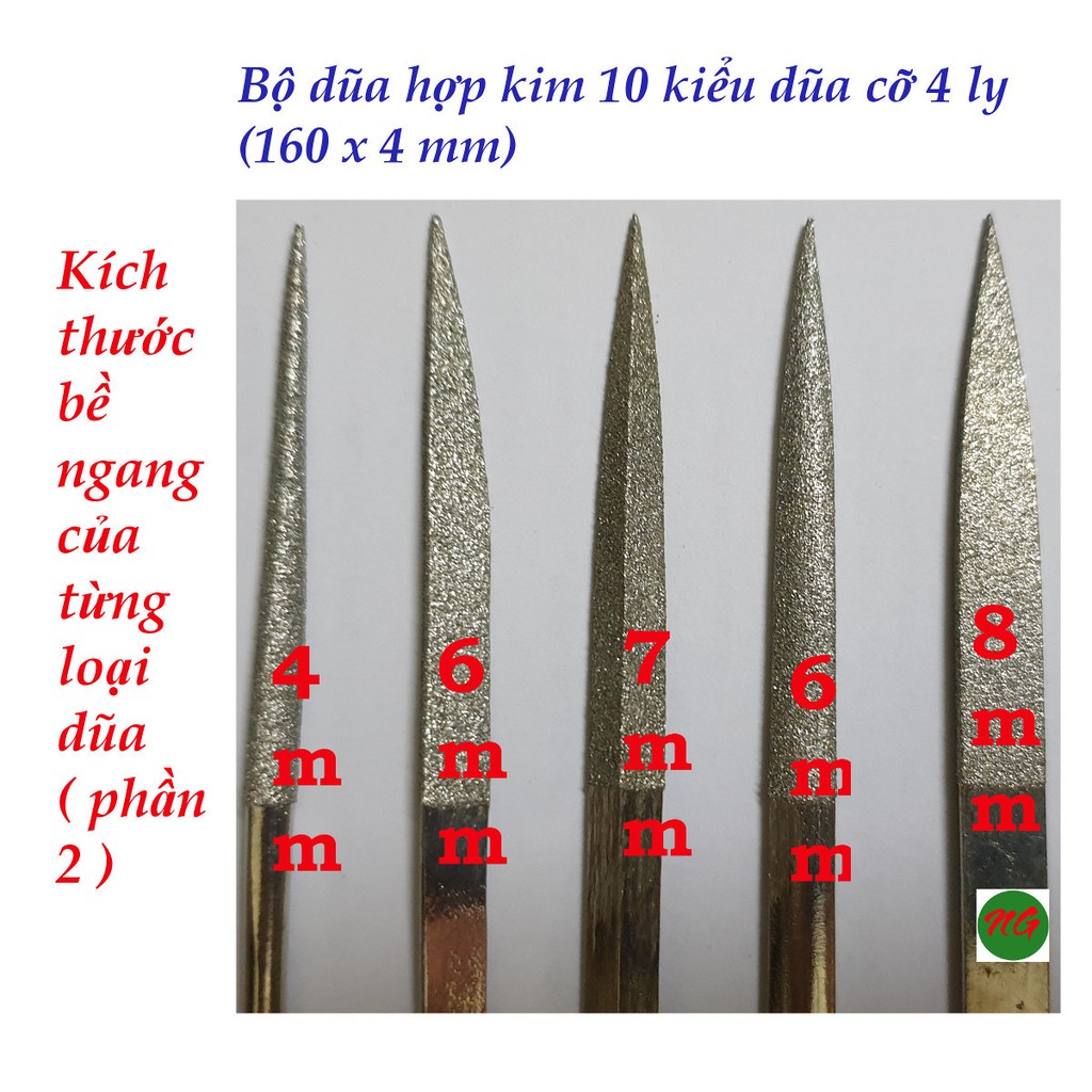 Bộ dũa hợp kim 10 kiểu dũa 4x160