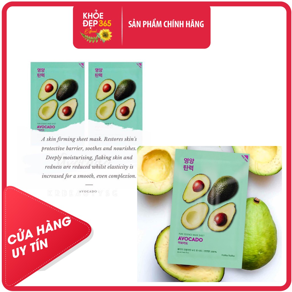 Mặt nạ giấy Holika Holika chiết xuất trái bơ Pure Essence Mask sheet 23ml_Avocado 68128