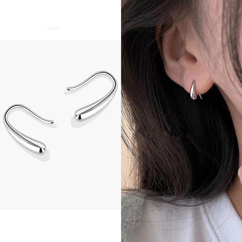 Bông tai móc tròn giọt nước kim loại khuyên cho nữ trang sức sg