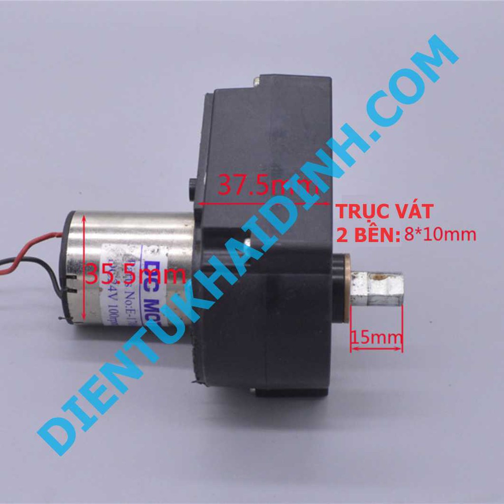 động cơ giảm tốc E-170A-003 6-24Vdc 25-100RPM, 0.3A, 350g TRỤC 10mm VÁT 8mm kde1771