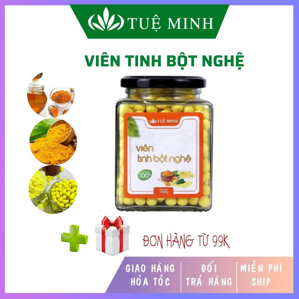 Viên tinh bột nghệ mật ong Tuệ Minh Cao cấp lọ 100gr tốt cho dạ dầy ,hệ tiêu hóa, sáng da mờ thâm nám