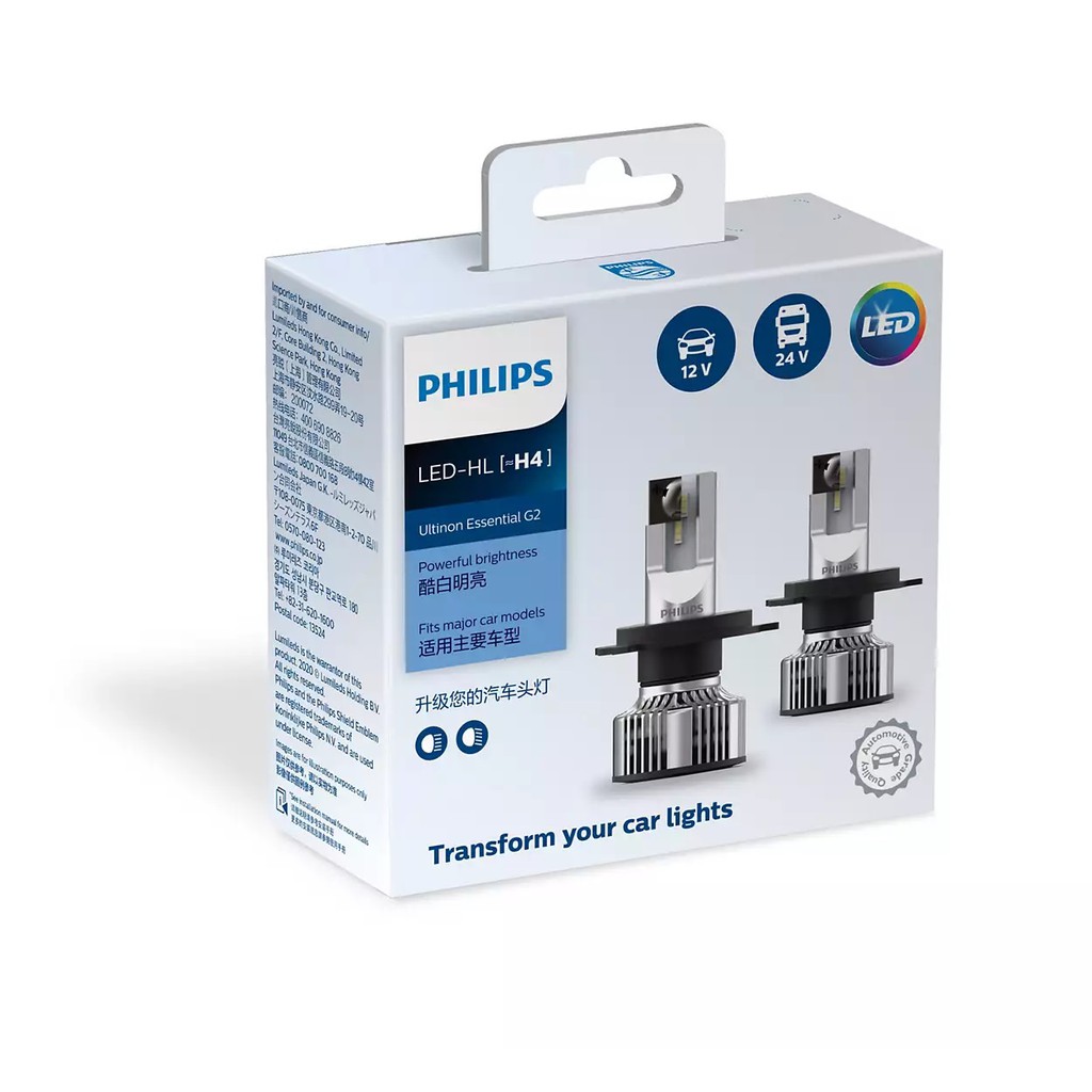 Đèn pha Philips Ultinon Essential Gen 2 LED chân H1 - H3 - H4 - H7 - H11 - HB3/4 - HIR2 - HS1 - 12V&24V/19W-24W - 6500K