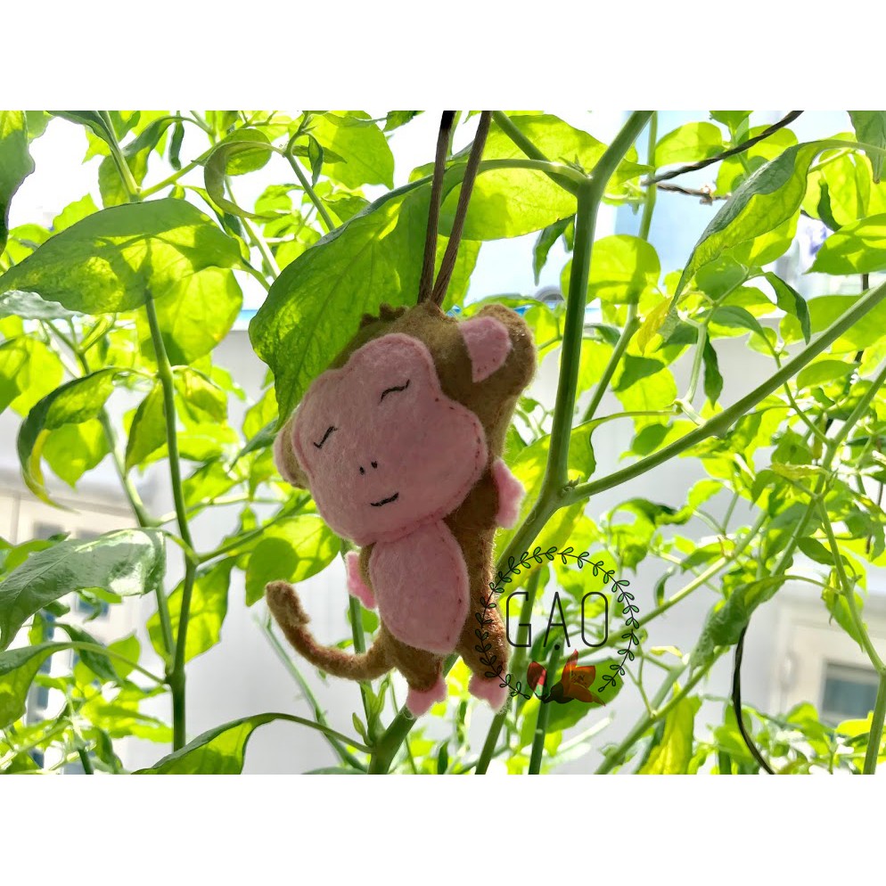 Móc khoá, treo nôi khỉ nâu - handmade siêu cute