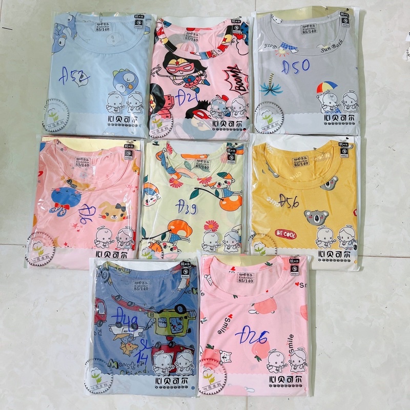 Size đại 5  Bộ cộc tay xuất hàn in tràn chất cotton lạnh hàng quảng châu cho bé