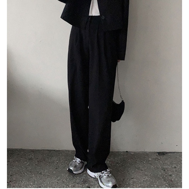 Set Áo Khoác Ngắn Dáng Rộng + Quần Dài Eo Cao Phong Cách Mới 45630