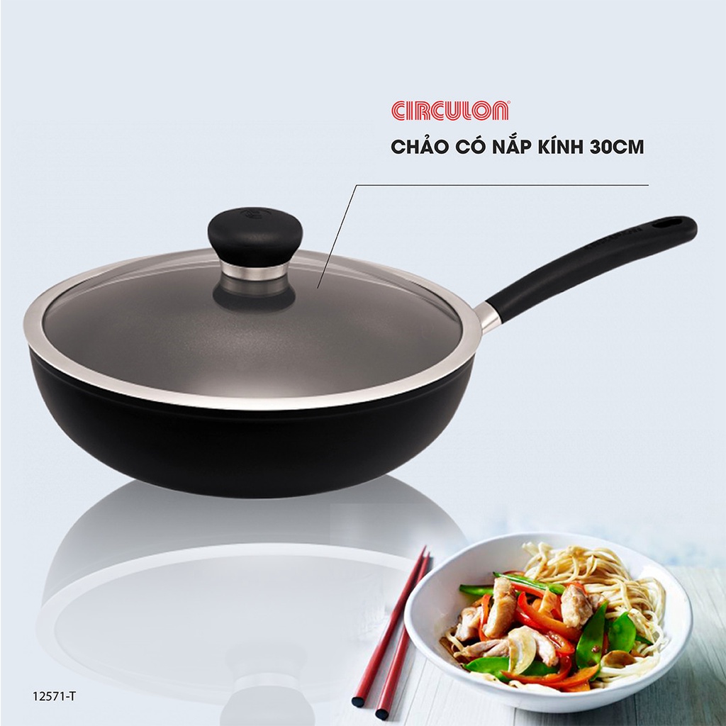 Chảo Chống Dính Siêu Bền Sâu Lòng Đá Coopia Hàn Quốc có nắp kính size 32cm (Tặng Muỗng Gỗ)