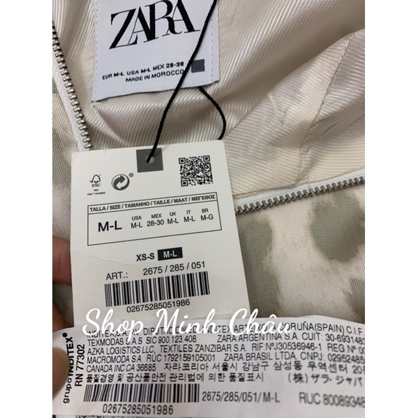 (Sẵn)Áo khoác mũ satin vân báo Zarraa canh sale, ảnh thật