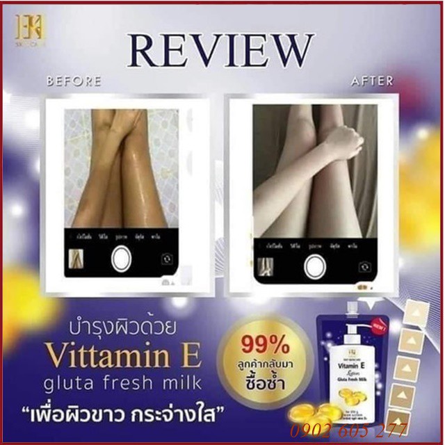 [hàng chính hãng] Sữa dưỡng thể Vitamin E Gluta Fresh Milk Thái Lan dưỡng trắng & làm mịn màng da 250ml