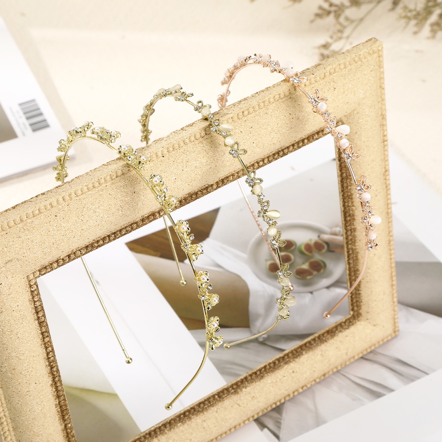 Haimeikang Hàn Quốc Ngọc trai Rhinestone Kim loại Dây đeo tóc Nữ Thời trang Phụ kiện tóc