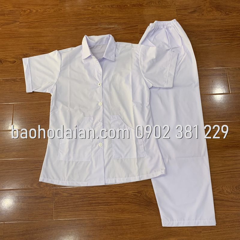 Quần áo blouse nữ màu trắng cho bác sĩ, dược sĩ, y tá, thẩm mỹ viện, tạp vụ