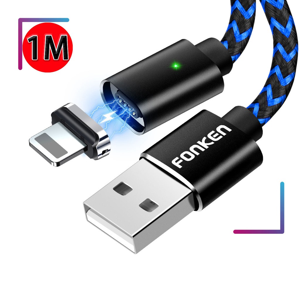 Cáp sạc từ hít nam châm Micro USB FONKEN dòng 3A Hỗ trợ sạc nhanh,tuyền dữ liệu dây rất chắc chắn