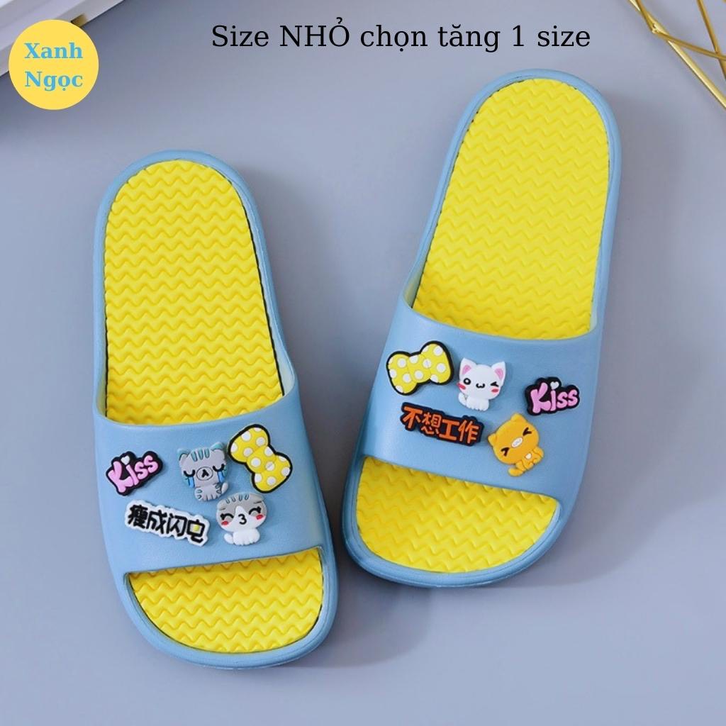Dép quai ngang gắn 10 Sticker KITTY cực xinh dễ thương mẫu mới 2022 dép nữ cao su mềm nhẹ êm chân