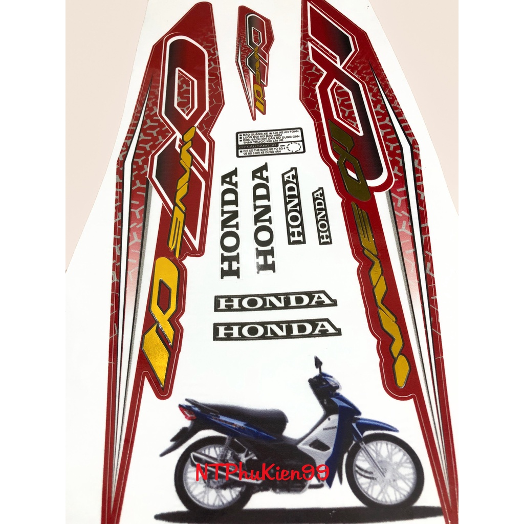 Tem Wave Zin GHÉP CROM Màu Đỏ Dán cho Wave 50cc-100cc-110cc